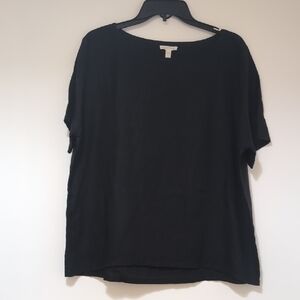 Eileen Fisher Black Short Sleeve Top Med